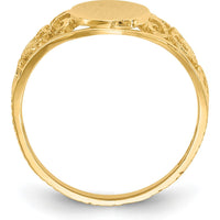 14K Yellow Gold Satin Finish Open-Back Filigree Signet Ring - Engravable, 7.5x8.5mm by Oro Pregiato