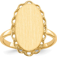 14K Yellow Gold Satin Finish Open Back Signet Ring - Engravable by 0