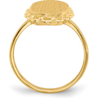 14K Yellow Gold Satin Finish Open Back Signet Ring - Engravable by 0