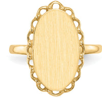 14K Yellow Gold Satin Finish Open Back Signet Ring - Engravable by 0