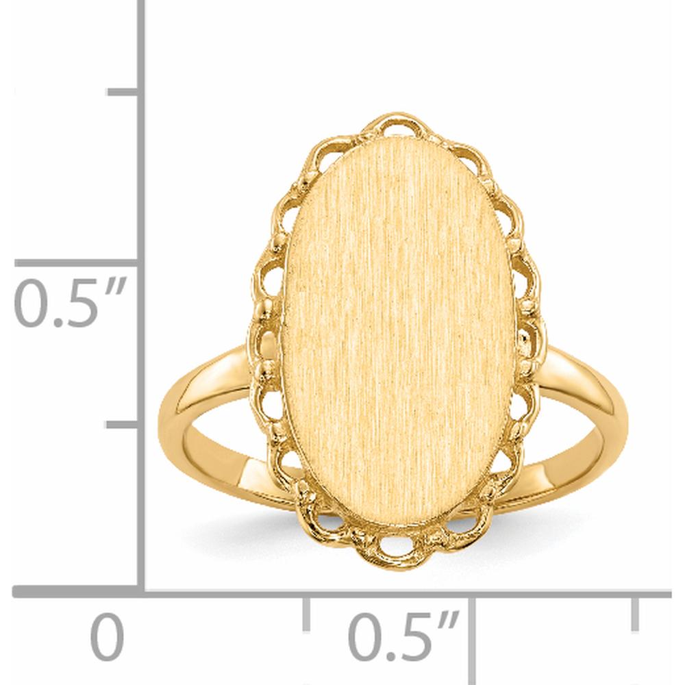 14K Yellow Gold Satin Finish Open Back Signet Ring - Engravable by 0