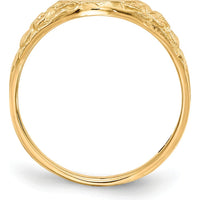 14K Yellow Gold Satin Finish Open Back Signet Ring with Engravable Top - 10mm x 8mm by 0