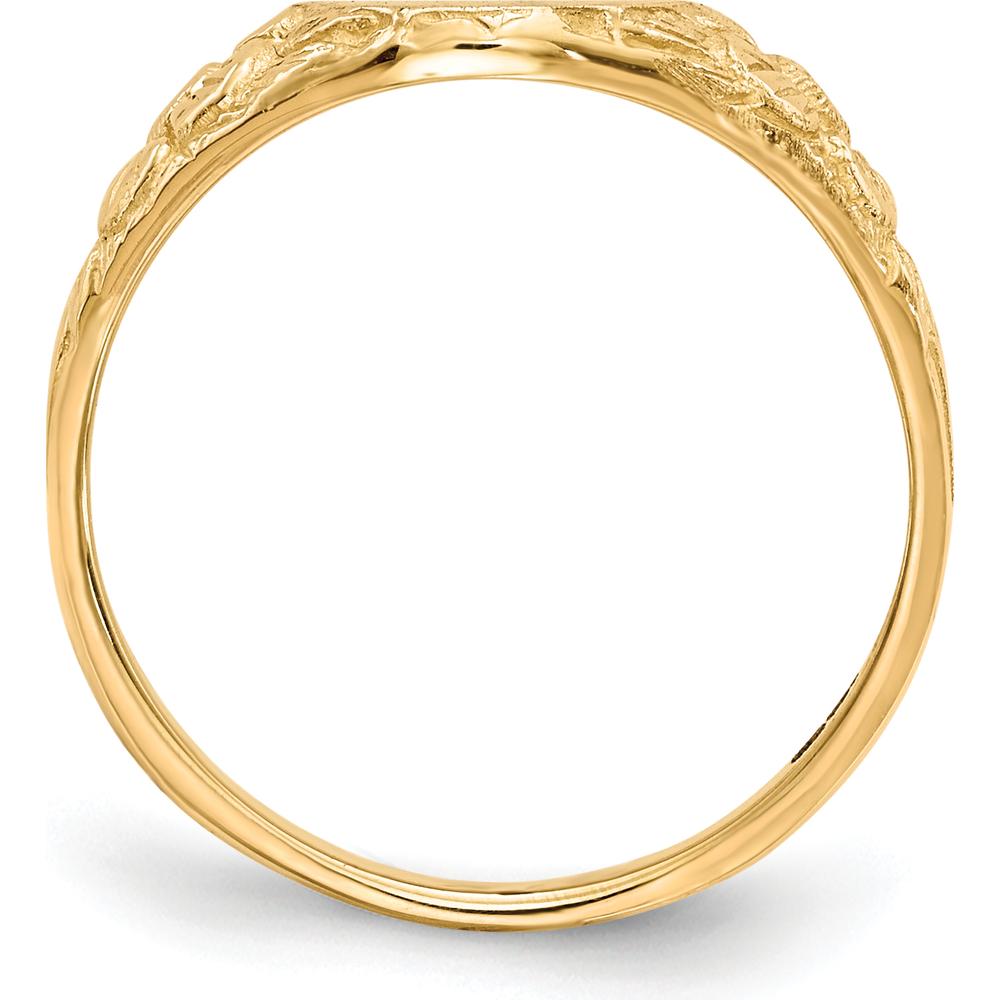 14K Yellow Gold Satin Finish Open Back Signet Ring with Engravable Top - 10mm x 8mm by 0