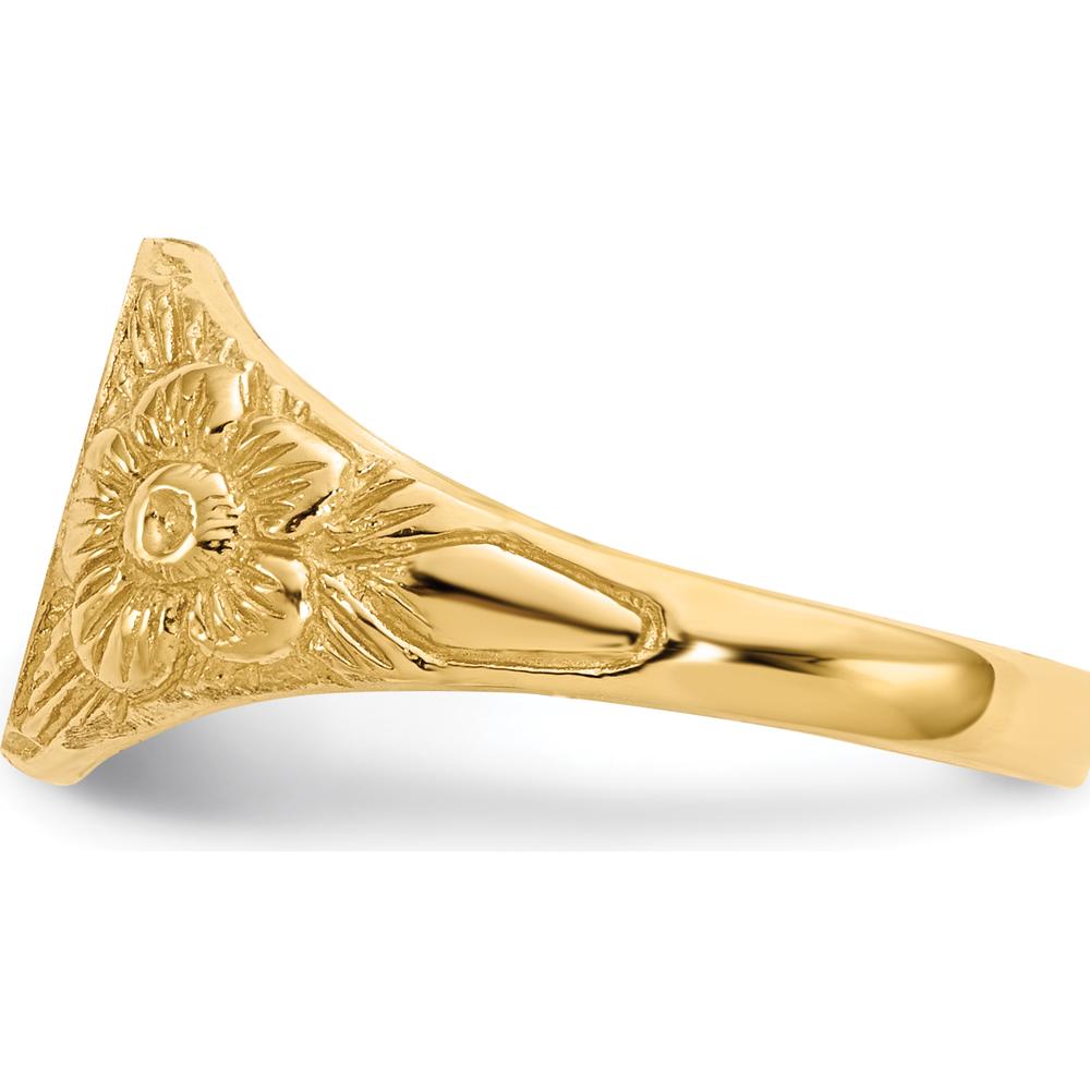 14K Yellow Gold Satin Finish Open Back Signet Ring with Engravable Top - 10mm x 8mm by 0
