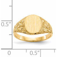 14K Yellow Gold Satin Finish Open Back Signet Ring with Engravable Top - 10mm x 8mm by 0