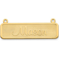 14K Yellow Gold Satin Finish Personalized Name Plate Pendant - Customizable Engraving by Oro Pregiato