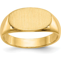 14K Yellow Gold Satin Finish Signet Ring - 13.5x8.0mm by 0