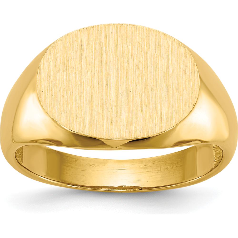 14K Yellow Gold Satin Finish Signet Ring - 16.0x12.0mm Open Back Design by 0