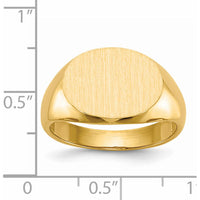 14K Yellow Gold Satin Finish Signet Ring - 16.0x12.0mm Open Back Design by 0