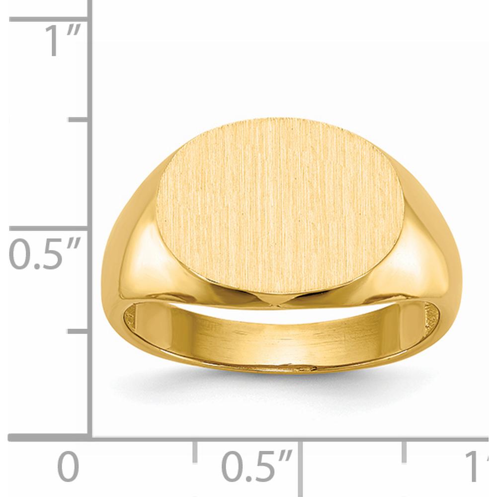 14K Yellow Gold Satin Finish Signet Ring - 16.0x12.0mm Open Back Design by 0