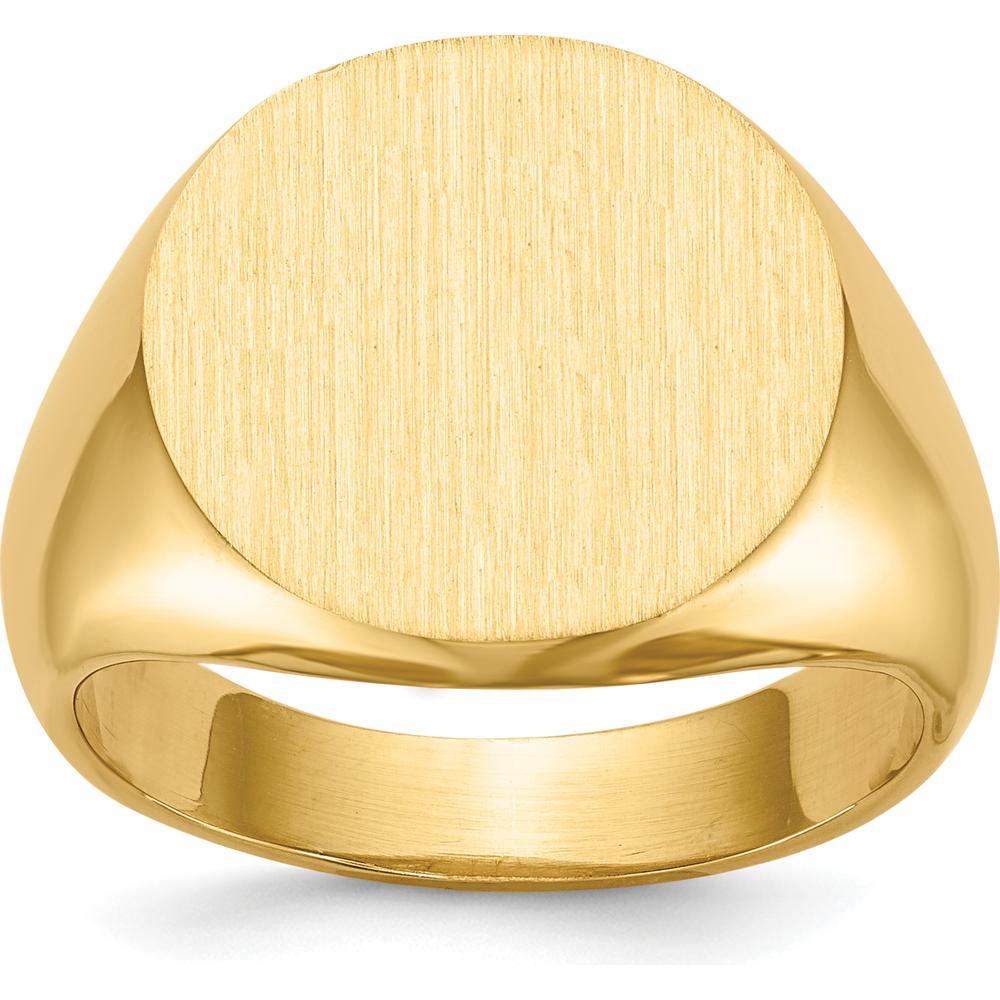 14K Yellow Gold Satin Finish Signet Ring - Custom Engravable - 15mm Top by 0