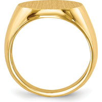 14K Yellow Gold Satin Finish Signet Ring - Custom Engravable - 15mm Top by 0