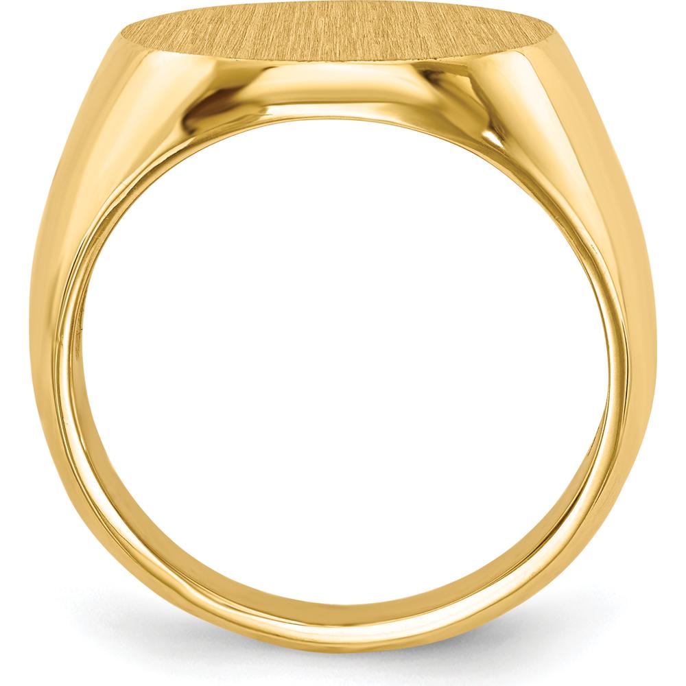 14K Yellow Gold Satin Finish Signet Ring - Custom Engravable - 15mm Top by 0
