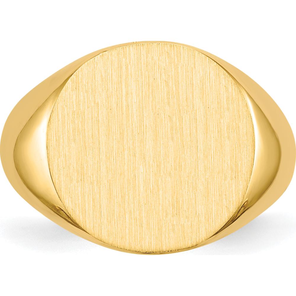14K Yellow Gold Satin Finish Signet Ring - Custom Engravable - 15mm Top by 0