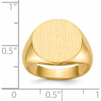 14K Yellow Gold Satin Finish Signet Ring - Custom Engravable - 15mm Top by 0