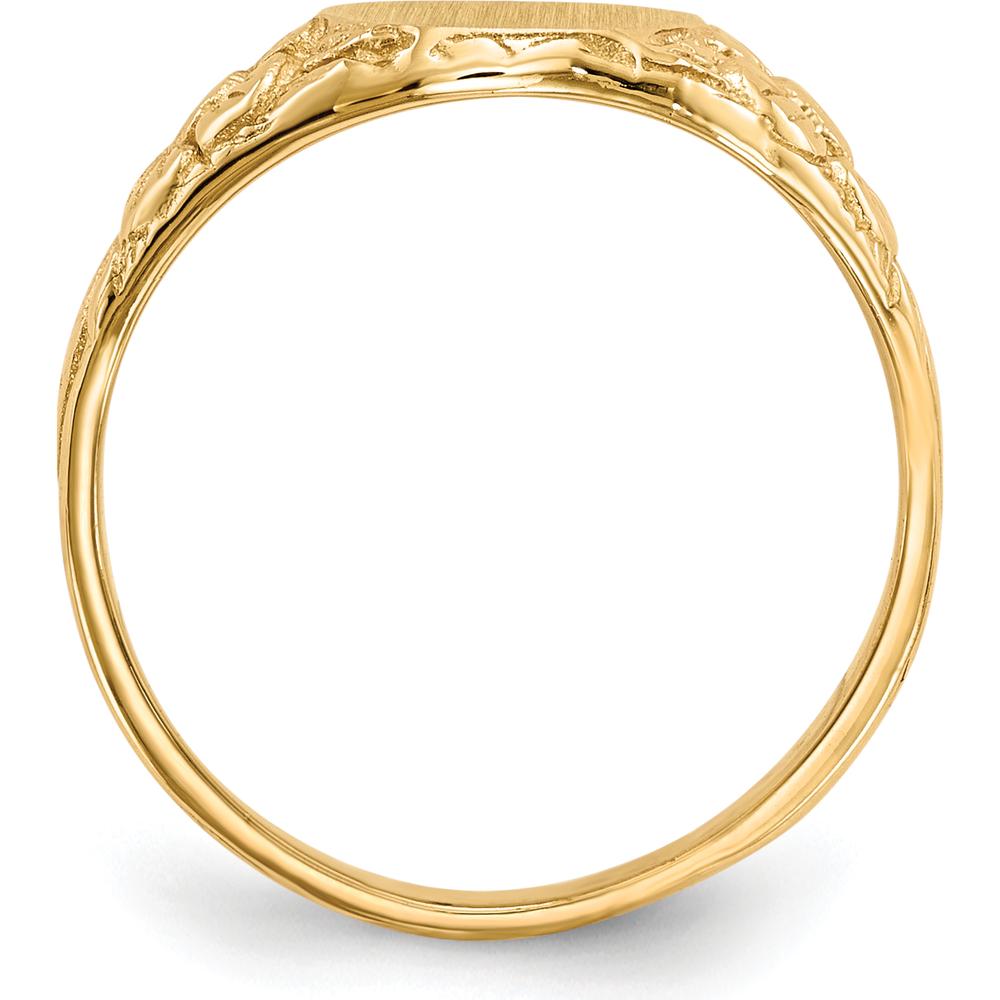 14K Yellow Gold Satin Finish Signet Ring - Engravable 8.0x10.0mm Face by 0