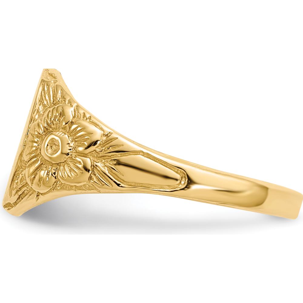 14K Yellow Gold Satin Finish Signet Ring - Engravable 8.0x10.0mm Face by 0