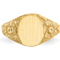 14K Yellow Gold Satin Finish Signet Ring - Engravable 8.0x10.0mm Face by 0