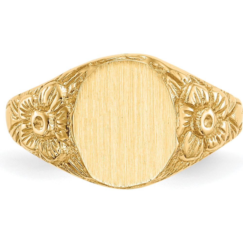 14K Yellow Gold Satin Finish Signet Ring - Engravable 8.0x10.0mm Face by 0