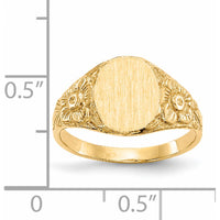 14K Yellow Gold Satin Finish Signet Ring - Engravable 8.0x10.0mm Face by 0