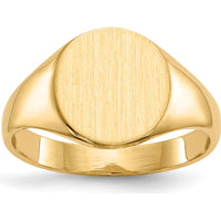 14K Yellow Gold Satin Finish Signet Ring with Closed Back Profile - 9.5x10.0mm by 0