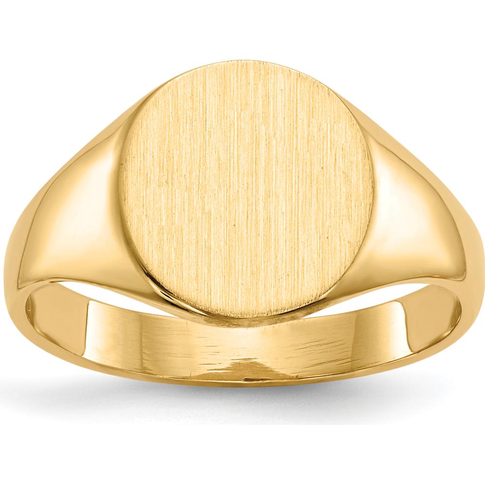 14K Yellow Gold Satin Finish Signet Ring with Closed Back Profile - 9.5x10.0mm by 0