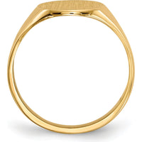 14K Yellow Gold Satin Finish Signet Ring with Closed Back Profile - 9.5x10.0mm by 0