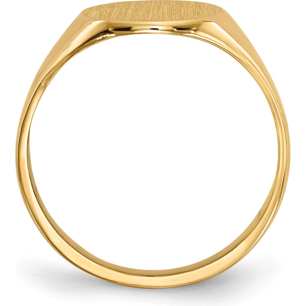 14K Yellow Gold Satin Finish Signet Ring with Closed Back Profile - 9.5x10.0mm by 0
