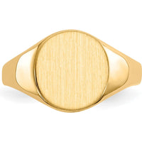 14K Yellow Gold Satin Finish Signet Ring with Closed Back Profile - 9.5x10.0mm by 0
