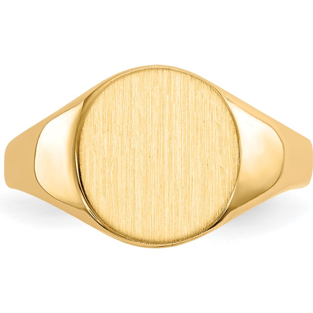 14K Yellow Gold Satin Finish Signet Ring with Closed Back Profile - 9.5x10.0mm by 0