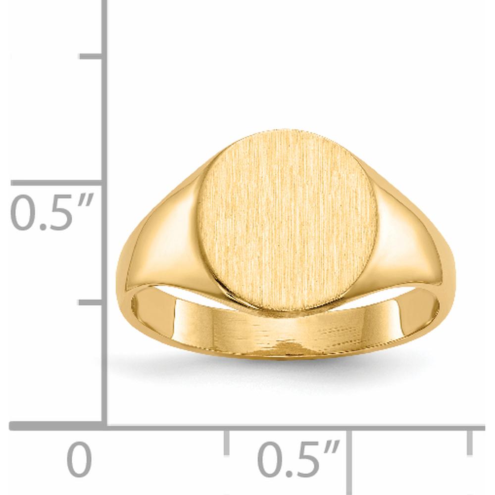 14K Yellow Gold Satin Finish Signet Ring with Closed Back Profile - 9.5x10.0mm by 0