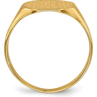 14K Yellow Gold Satin Finish Signet Ring with Engravable Top - Unisex Design by 0