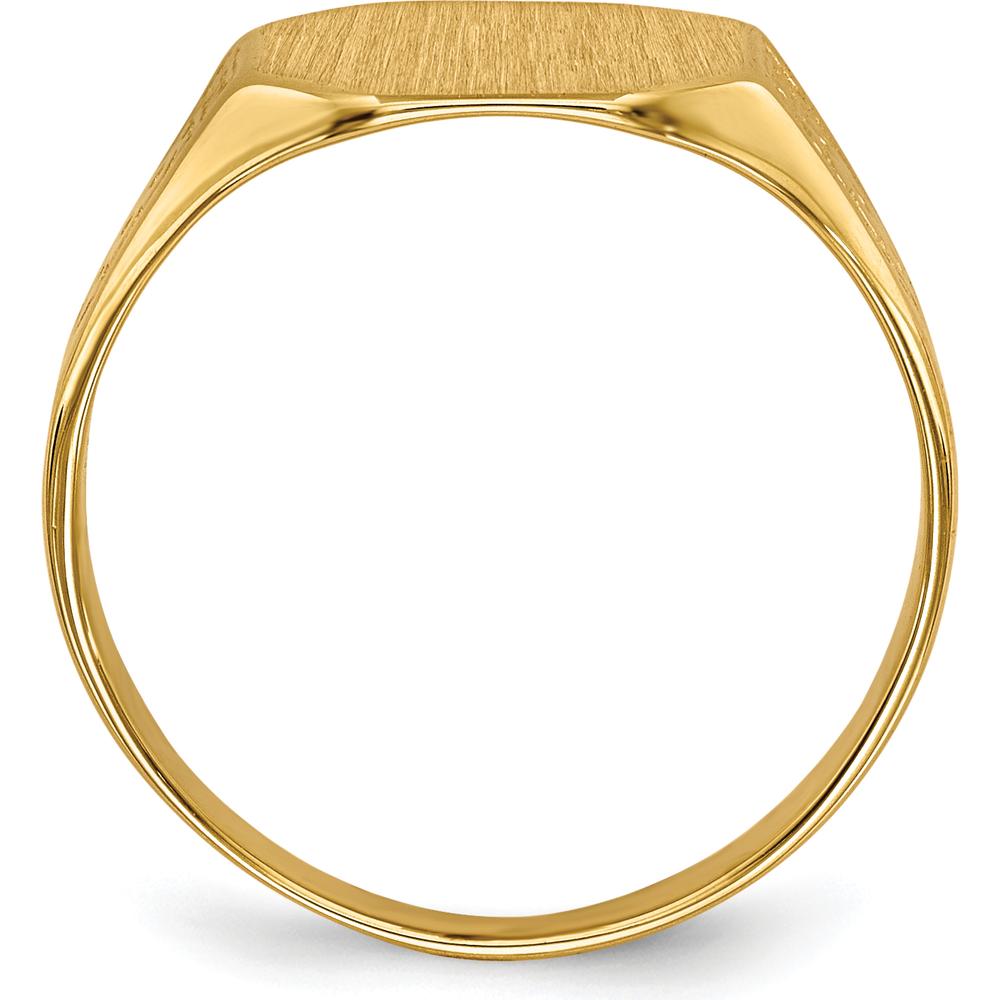 14K Yellow Gold Satin Finish Signet Ring with Engravable Top - Unisex Design by 0