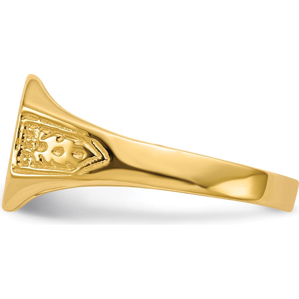 14K Yellow Gold Satin Finish Signet Ring with Engravable Top - Unisex Design by 0