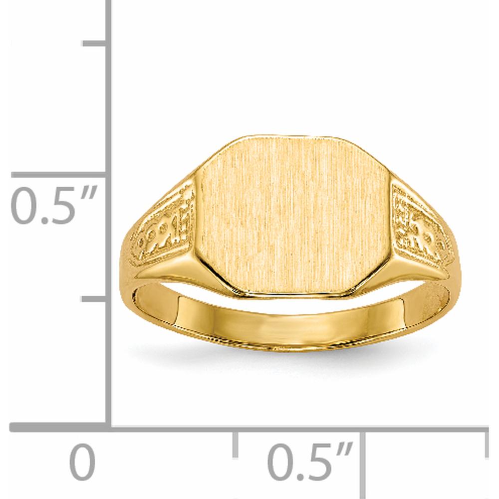 14K Yellow Gold Satin Finish Signet Ring with Engravable Top - Unisex Design by 0
