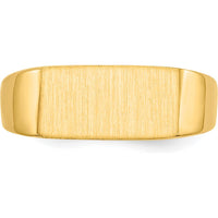 14K Yellow Gold Satin Finish Signet Ring with Tapered Band - Polished & Brushed Texture by 0