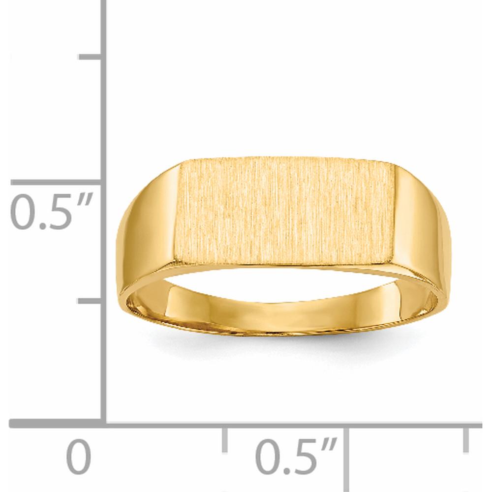 14K Yellow Gold Satin Finish Signet Ring with Tapered Band - Polished & Brushed Texture by 0