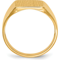 14K Yellow Gold Satin Finish Signet Ring with Tapered Band - Sizeable & Engravable by Oro Pregiato