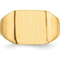 14K Yellow Gold Satin Finish Signet Ring with Tapered Band - Sizeable & Engravable by Oro Pregiato