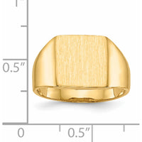 14K Yellow Gold Satin Finish Signet Ring with Tapered Band - Sizeable & Engravable by Oro Pregiato