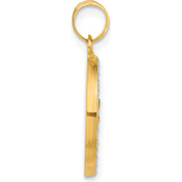 14K Yellow Gold Satin Finish St. Christopher Medal Pendant with White Rhodium Accents by Oro Pregiato