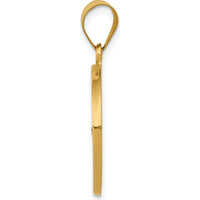 14K Yellow Gold Satin Finish St. Francis Prayer Pendant - 26.75mm by Oro Pregiato
