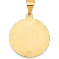 14K Yellow Gold Satin Finish St. Francis Prayer Pendant - 26.75mm by Oro Pregiato
