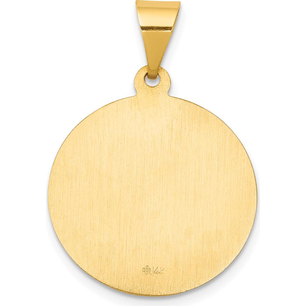 14K Yellow Gold Satin Finish St. Francis Prayer Pendant - 26.75mm by Oro Pregiato