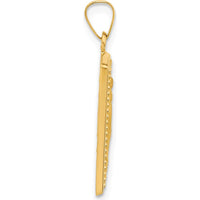 14K Yellow Gold Satin Finished Miraculous Medal Rectangular Pendant by Oro Pregiato