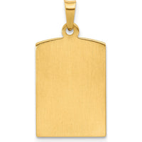 14K Yellow Gold Satin Finished Miraculous Medal Rectangular Pendant by Oro Pregiato