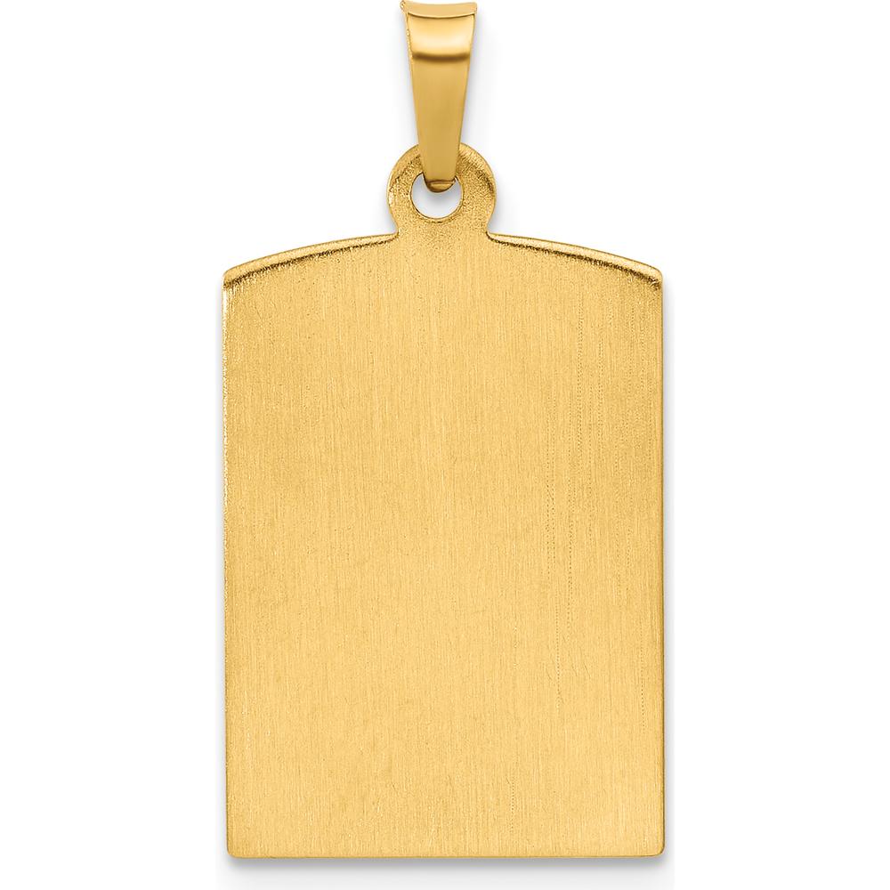 14K Yellow Gold Satin Finished Miraculous Medal Rectangular Pendant by Oro Pregiato