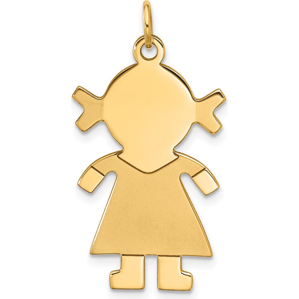 14K Yellow Gold Satin Girl Charm - Whimsical Pendant for Necklace or Bracelet by Oro Pregiato