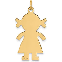 14K Yellow Gold Satin Girl Charm - Whimsical Pendant for Necklace or Bracelet by Oro Pregiato