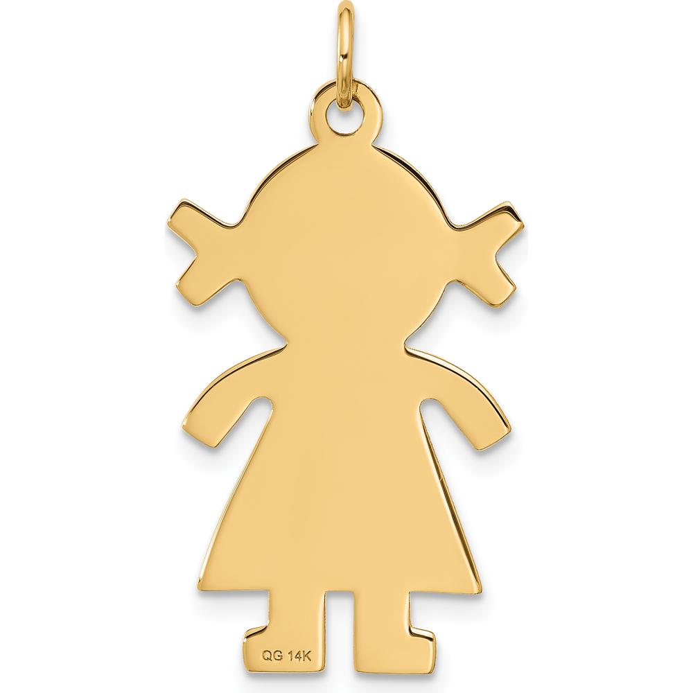14K Yellow Gold Satin Girl Charm - Whimsical Pendant for Necklace or Bracelet by Oro Pregiato